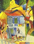 August Macke Innenhof des Landhauses in St. Germain painting